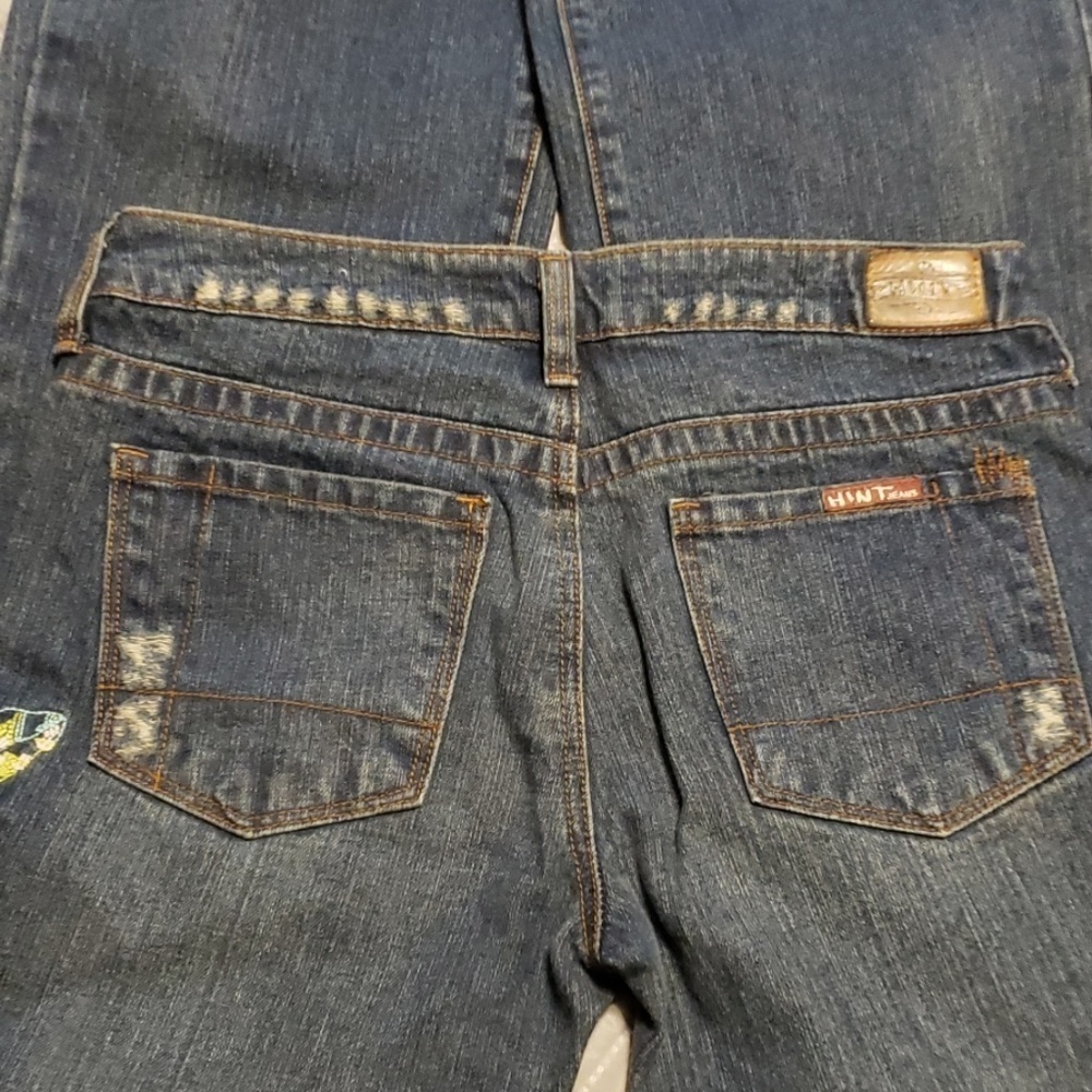 Hint embroidered distressed bootcut jeans - Picture 4 of 6